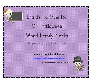 12 Most Commonly Used Word Family Sorts for Halloween or Dia de los Muertos