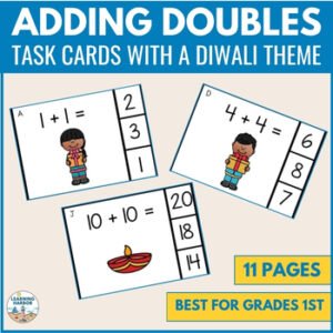 Adding Doubles Task Cards Diwali