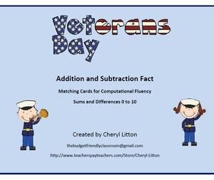 Addition and Subtraction Fact Fluency Veteran's Day