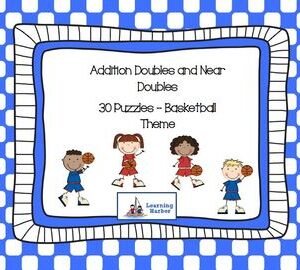 Addition of Doubles and Near Doubles Puzzles with a Basketball Theme