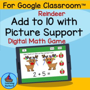 Addition within 10 with Pictures Reindeer Digital Math Resource