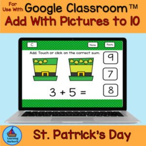 Addition within 10 with Pictures St Patrick's Day Hats and Clovers