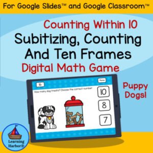 Dog Counting To 10 Subitizing Ten Frames for Google Classroom™