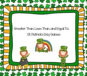 Greater Than Less Than and Equal To - St. Patrick's Day Games
