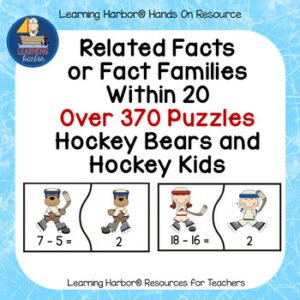 Hockey Bears Math Fact Families Addition and Subtraction