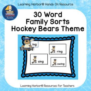Hockey Bears Word Family Sorts Now With 30 Word Families