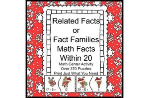 Math Fact Family Puzzles Reindeer Theme