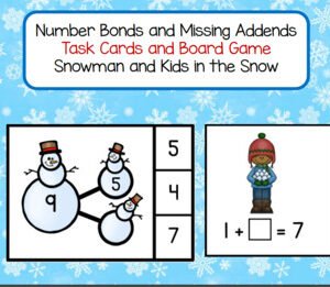 Number Bonds and Missing Addends within 10 Snowman Theme