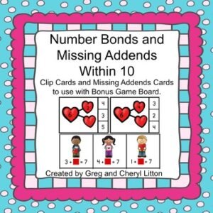 Number Bonds and Missing Addends within 10 Valentine Theme