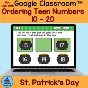 Ordering Teen Numbers Before After and Between St Patrick's Day Fun