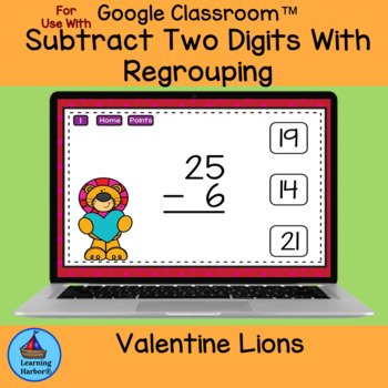 Subtract 2 Digit Numbers With Regrouping Valentine Lions for Google ...