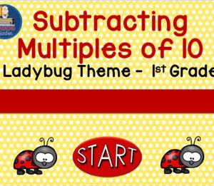 Subtracting Multiples of 10  Ladybug Theme  Self Correcting PowerPoint