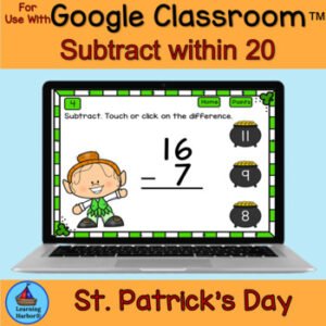 Subtraction Within 20 St. Patrick's Day Fun for Google Classroom™