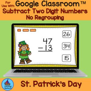 Two Digit Subtraction Without Regrouping St. Patricks Day fun