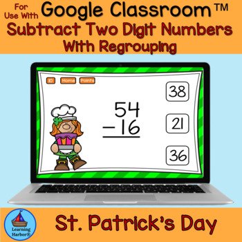 Two Digit Subtraction with Regrouping St. Patricks Day fun for Google ...