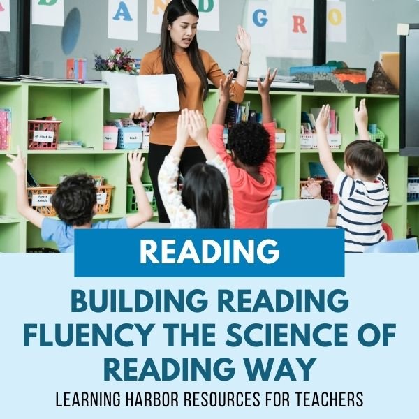 Early elementary students practicing reading fluency with simple decodable text while building accuracy, expression, and confidence in a Kindergarten and First Grade classroom using Science of Reading strategies.